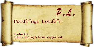 Polányi Lotár névjegykártya